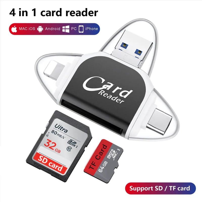 (š„Last Day Promotion - 50% off)Multi-Port 4 in1 Universal SD TF Card Reader